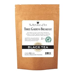 The Republic of Tea Three Gardens Breakfast Black Tea, 50 Tea Bag Refill