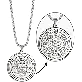 VASSAGO Key of Solomon Seals Necklace Engraved with 72 Names of God Pendant Spiritual Protection Amulets for Men Women