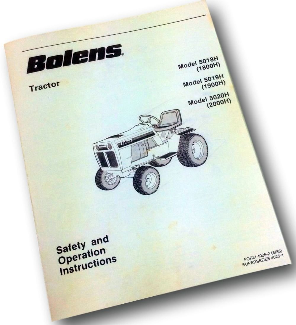 Amazon.com: Bolens Mower Garden Tractor 5018H 5019H 5020H Safety Operators  Owners Manual: