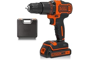 BLACK+DECKER BCD700S1K-GB 2-Speed Cordless Hammer Drill with Storage Box, 1.5 Ah, Lithium-ion, Orange