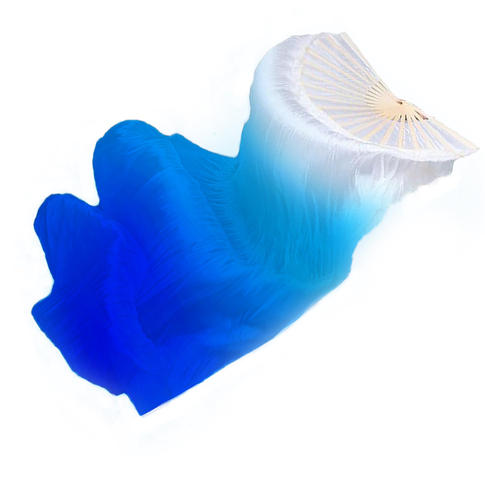 Fan Veil Belly Dance Veil Belly Dance Fan Belly Dance Fan Veil Fan for Dance Folding Fan Bamboo Fan Veil Handmade Fan Colour Gradient Fans for Women Dance Right Hand, blue, 70.86 in