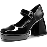 DREAM PAIRS Women's High Chunky Platform Closed Toe Mary Jane Block Heels Square Toe Strappy Dress Wedding Party Pumps Shoes