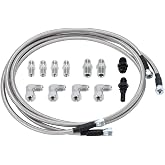 6AN 70" Transmission Fluid Oil Cooler Hose Line kit for GM Chevy Transmission 4L80E TH350 TH400 4L60E 700R4 200-4R TR6060 Ford AOD 4R100 4R70W and C5 Stainless Steel Braided PTFE Hose