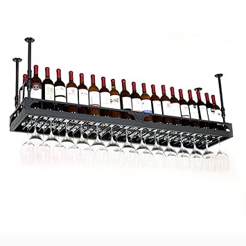 Amazon Com Industrial Style Ceiling Mounted Wine Bar Wall Rack
