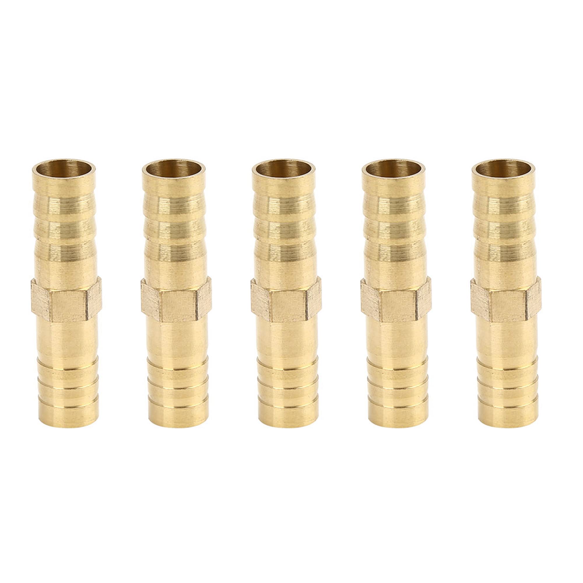 X AUTOHAUX 10mm Brass Barb Hose Fitting Straight Joiner for Air Water Oil 5pcs