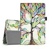 Insignia 8 Inch Tablet NS-P08A7100 Case, Fintie Slim Fit Premium Vegan Leather Folio Case Cover with Stylus Holder for Insignia Flex NS-P08A7100 8-Inch Tablet, Love Tree