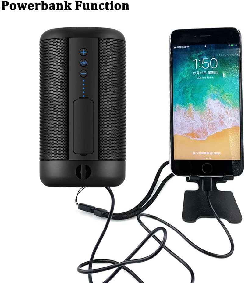 ATSOUND Portable Bluetooth Speaker IP65 Waterproof Powerbank TWS HIFI Black - Image 5