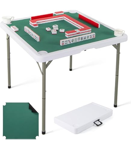 Mesa Plegable De Juego Flash Furniture Silas 34.5 Pulgadas Con Fieltro Verde Y Portavasos – Para 4 Jugadores, Portátil Y Sin Montaje