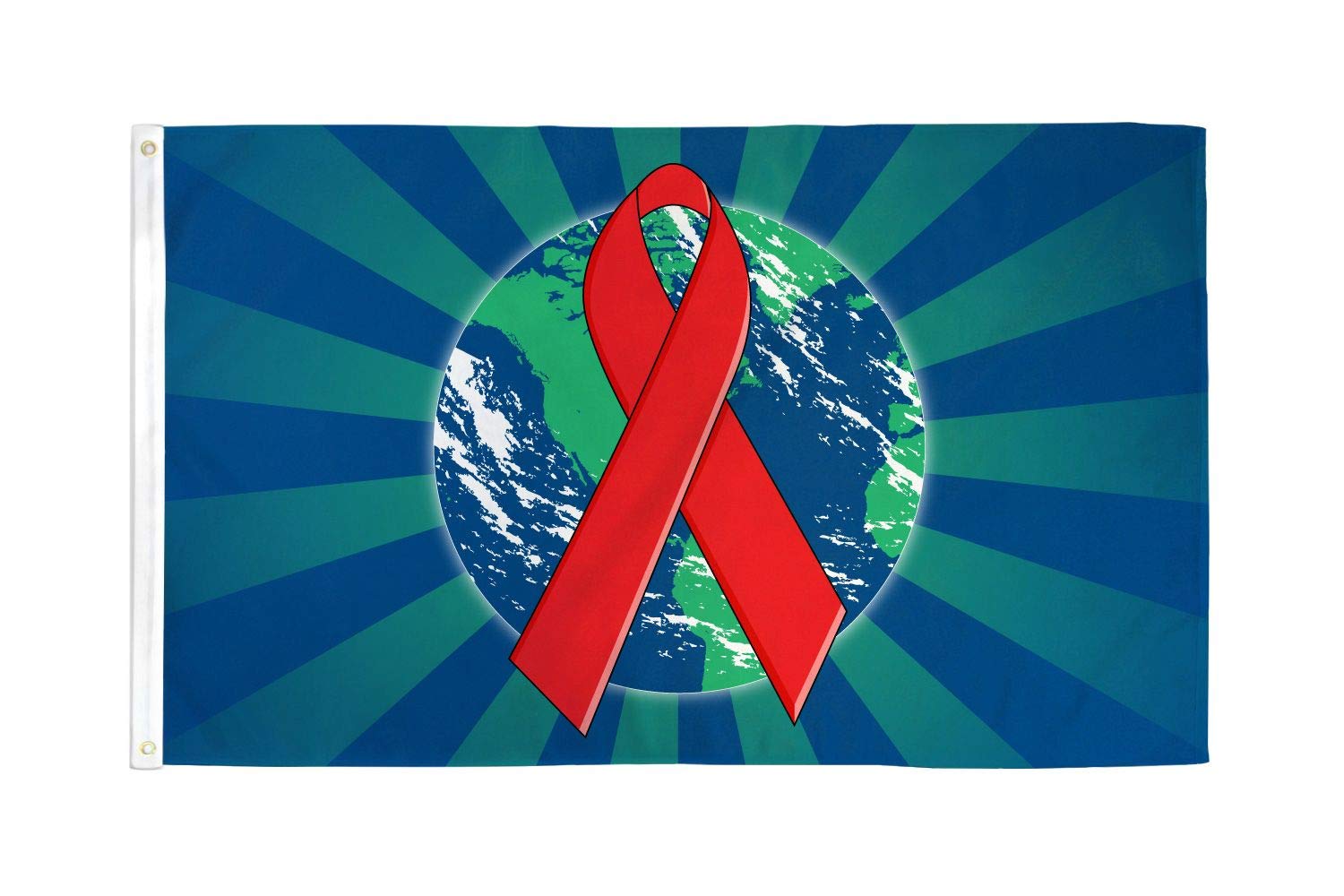 AZ FLAG - Red Ribbon World Aids Awareness Flag - 3x5 Ft - 100D Polyester Againt Hiv Banner with Two Metal Grommets - Fade Resistant - Vivid Colors - 3' x 5' Feet - 150x90 Cm