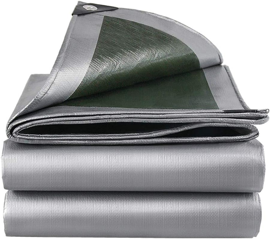 Gjfhome Tarp Super Heavy Duty Thick Material, Multi-Purpose Waterproof Reinforced Rip-Stop with Grommets, UV Resistant, Tarpaulin Canopy Tent, Boat, RV Or Pool Cover(180G/M2),4M*8M