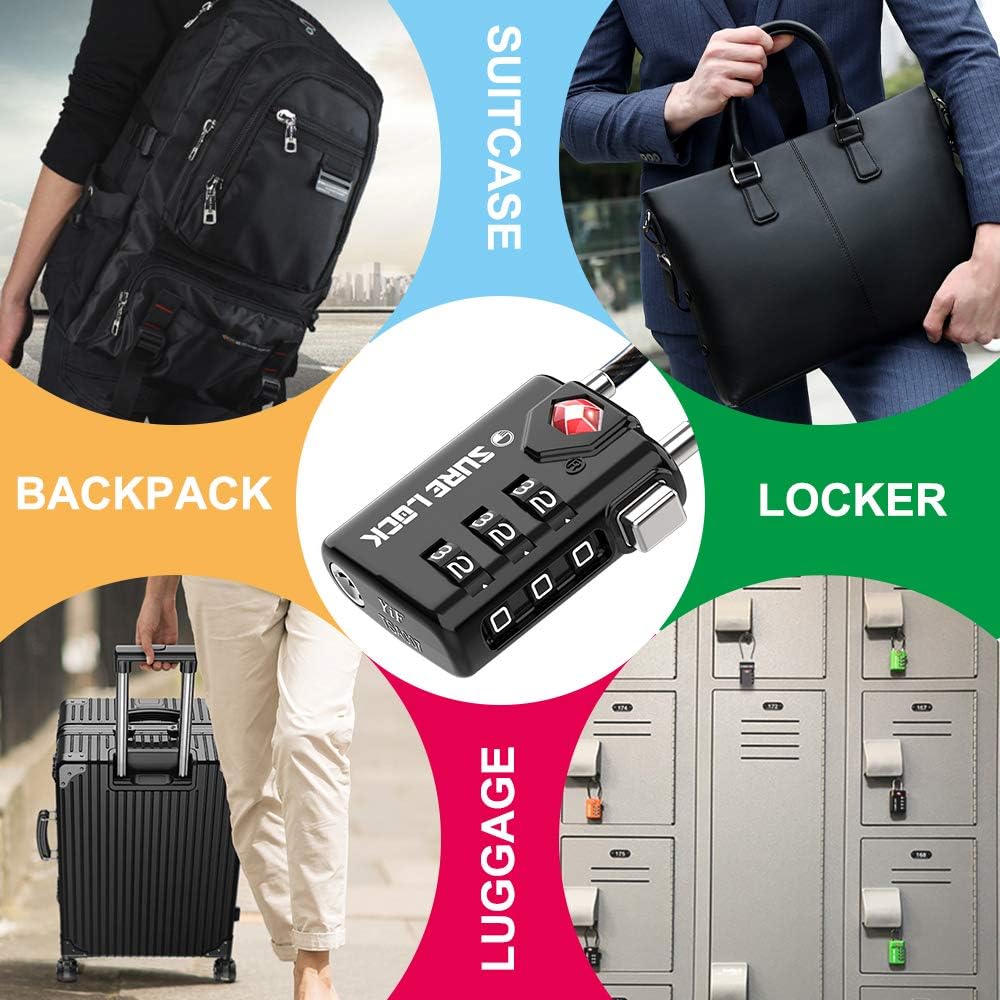 SURE LOCK TSA Compatible Travel Luggage Locks, Inspection Indicator, Easy Read Dials - 2 pack: Clothing