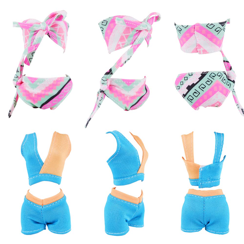 E-TING 5 Sets Handmade Swimwear Beach Bikini Bathing Swimsuits Outfits for Girl Dolls Gift