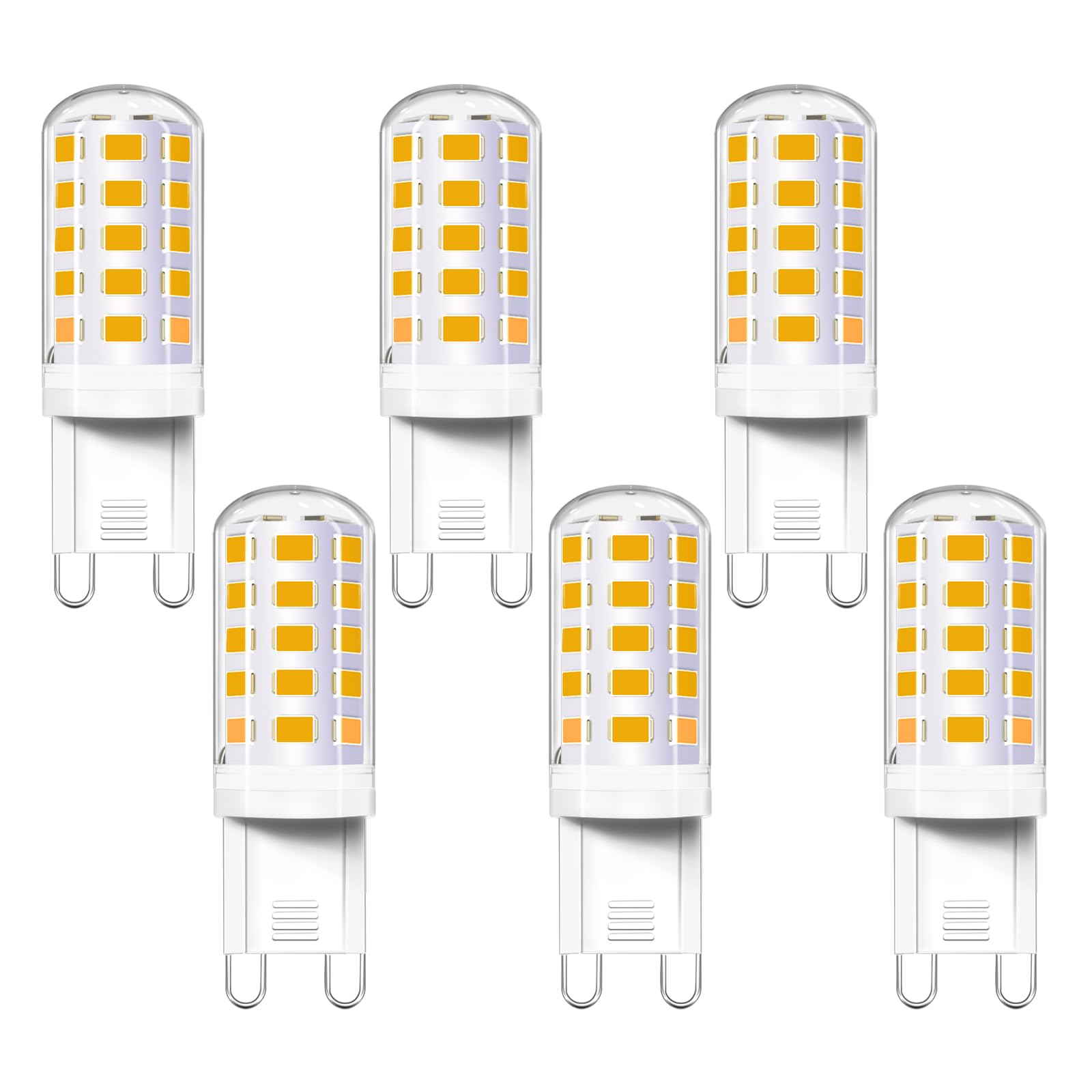 Akynite G9 LED Light Bulbs 4W Warm White 2700K, Equivalent to Bi Pin Halogen Bulb 33W 40W, 400LM, 230V G9 LED Capsule Bulb for Chandelier/Wall Lamp, Not Dimmable, No Flicker, 6 Pack