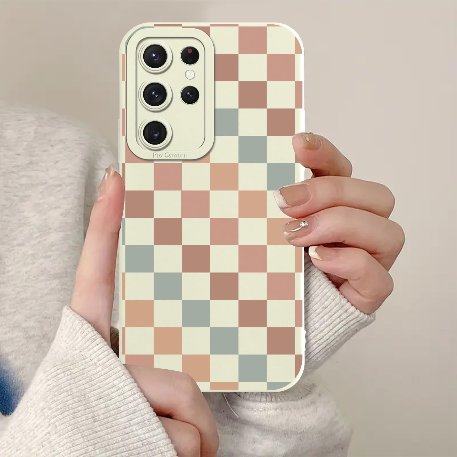 Aoldimu Aesthetics Color Checkered Phone Case for Samsung Galaxy S21 Ultra 5G Case Checkered Pattern Shockproof Soft Protective for Women Men Phone Cover Funda for Samsung S21 Ultra 6.8 Inch