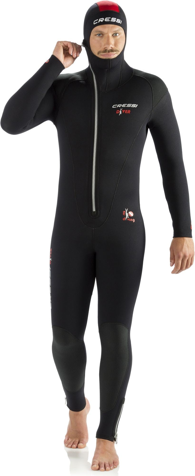 Cressi Diver Man Monopiece Wetsuit - Premium Wetsuit for Man with Fixed Hood