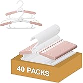 40 Pack Baby Clothes Hangers, 11-15" Adjustable Non-Slip Thickened Kid Hangers for Nursery Closet Toddlers Infant Children to Teenager (Pink)