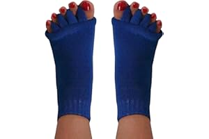 Hydrothotics Happy Feet Toe Separator Socks - Comfortable Alignment Socks – Washable Massage Socks – Prevent Foot Cramp and hammertoes (Royal blue)