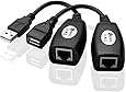 SIENOC 150Ft USB 2.0 to RJ45 Lan Extension Extender Adapter Over Cat5/Cat5e /Cat6 Cable Color Black
