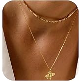 Ieftop Valentines Gifts for Kids Teen Girls - Dainty 14K Gold/Silver Plated Cute Heart Handmade Disc Circle Bee Choker Adjustable Necklace for Her Women Teenage Girl Trendy Jewelry