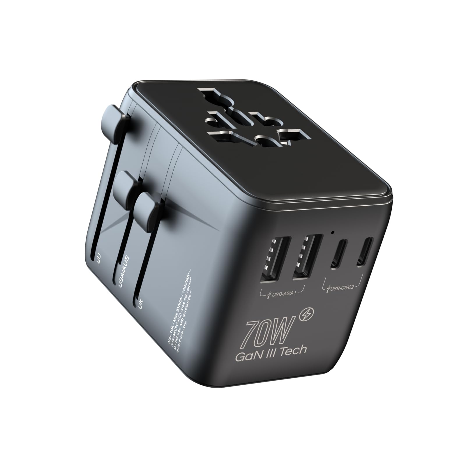 Photo 1 of HICHOR 70W International European Travel Plug Adapter - HICHOR Fast Universal Travel Plug Adapter for US to Europe Worldwide Adaptor 1 AC Outlet 2 Type-A 3 Type-C EU UK Spain Australia Ireland Italy