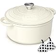 Enameled Cast Iron Dutch Oven - Umite Chef 5QT Pot with Lid & Cotton Potholders - Heavy-Duty Cookware for Bread Baking, Brais
