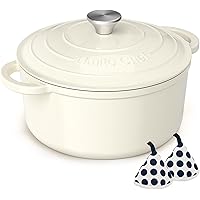 Enameled Cast Iron Dutch Oven - Umite Chef 5QT Pot with Lid & Cotton Potholders - Heavy-Duty Cookware for Bread Baking, Brais