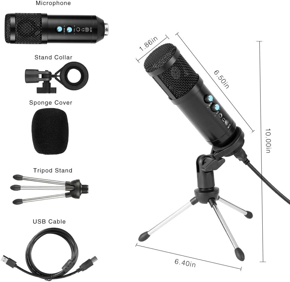 USB Microphone,Multipurpose Condenser Microphones for Computer,Laptop,Plug&Play Microphone with Desktop Stand for Gaming,Recording,Broadcasting,Meeting,Voice Overs and Streaming: Home Audio & Theater