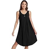NACHILA Nightgowns for Women-Viscose Made from Bamboo, Sleeveless Sleep Dress Soft Nightshirts Satin V Neck Sleepshirts