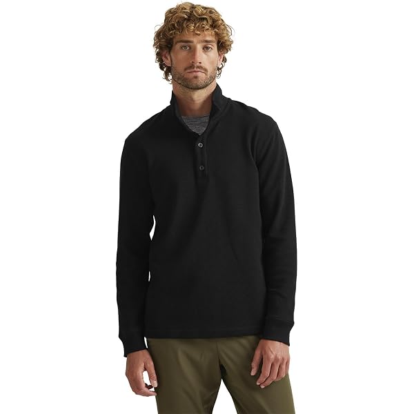 Eddie Bauer Men's Eddie's Favorite Thermal Henley, Black, Small at