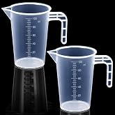 100ml Plastic Measuring Cup, 2 Pack Graduated Beaker Measuring Pitcher | Clear, Multipurpose, Liquid Measuring Cup with Spout and Handles, for Oil, Laboratory, Kitchen, Flour