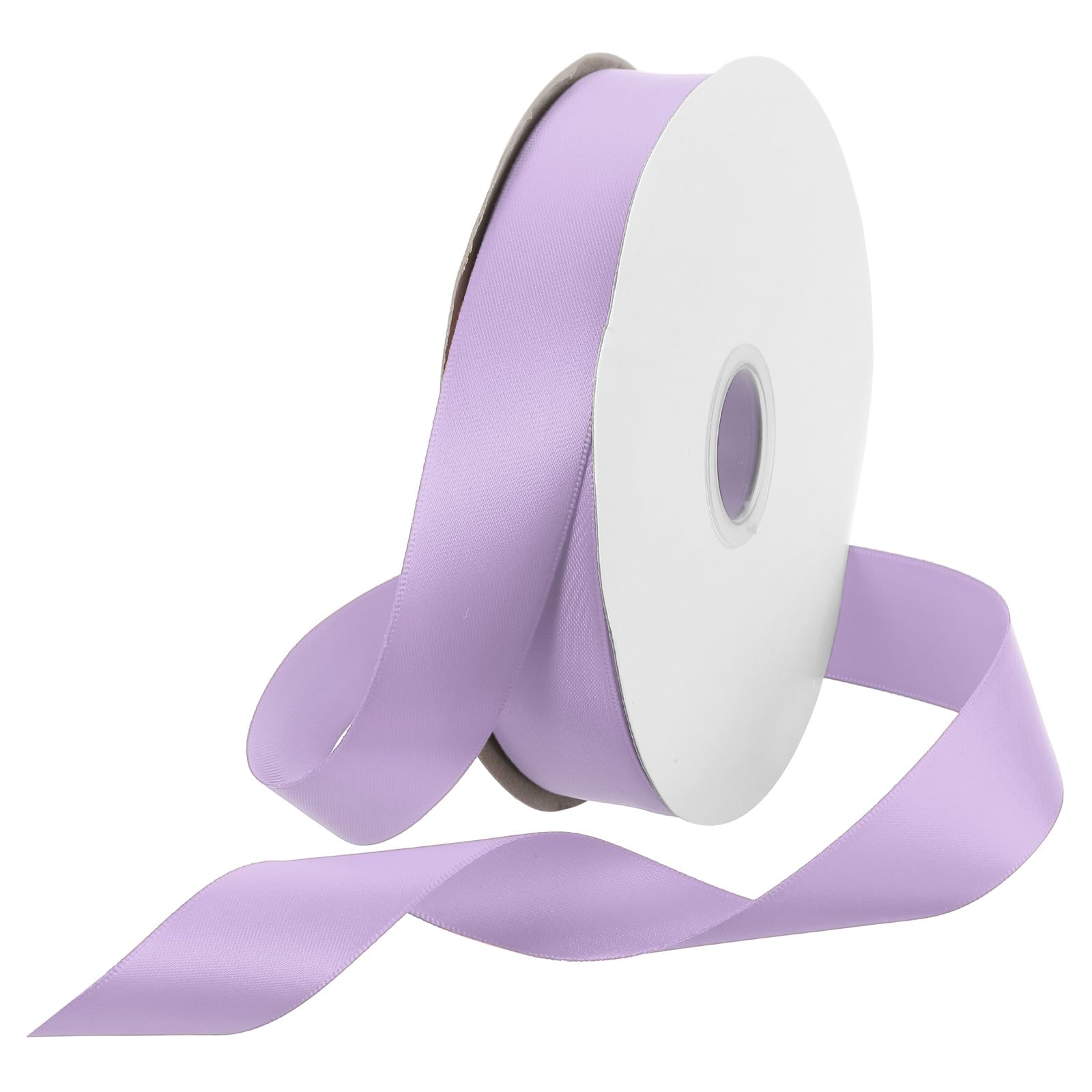 Rebower 25mm Satin Ribbon 46m Thick Double Face Grosgrain Silk Ribbon, [for Gift Wrapping, Hair Bows, Wedding, Cake, Flower] - 50 Yard/150ft/ Light Purple
