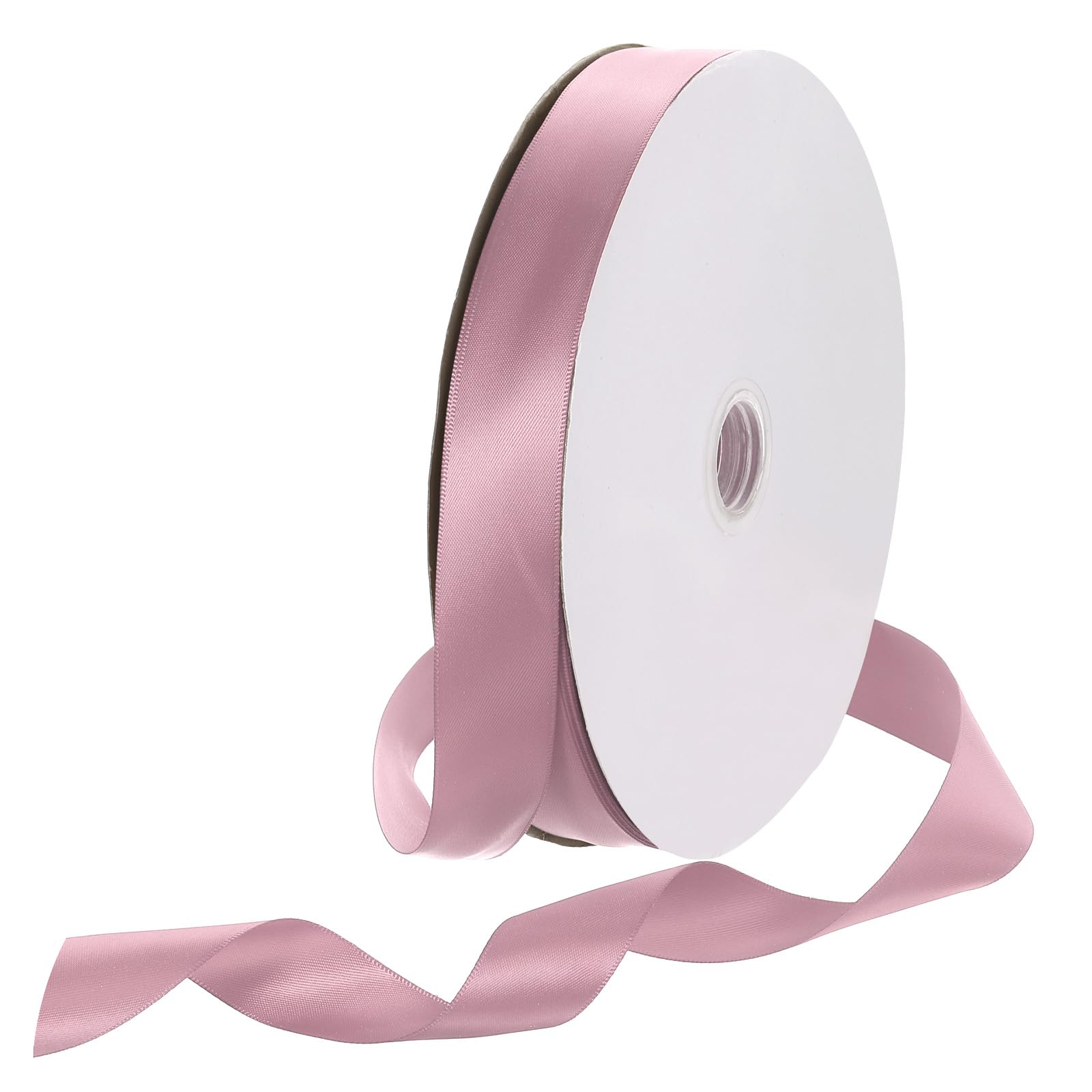 Rebower 25mm Satin Ribbon 91m Thick Double Face Grosgrain Silk Ribbon, [for Gift Wrapping, Hair Bows, Wedding, Cake, Flower] - 100 Yard/300ft/ Dusty Pink