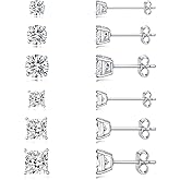 6 Pairs 14K Gold Plated Cubic Zirconia Earrings - S925 Silver Posts Hypoallergenic, Dainty Women’s Jewelry Set for Daily Wear & Gifting