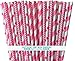 Outside the Box Papers Pink Stripe, Chevron, and Polka Dot Paper Straws 7.75 Inches 75 Pack Pink, White