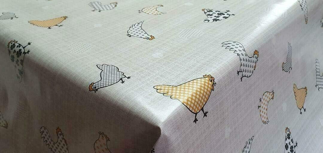 WJDhome Yellow Chicken Tablecloth Design, Wipe Clean OilclothPVC. Size:140cm x 200cm.