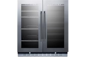 SUMMIT APPLIANCE Summit SWBV3067B 30"" Dual Zone Beverage Center with 5.8 cu. ft. Capacity Wine Racks Digital Thermostat Factory Installed Locks in Stainless Steel