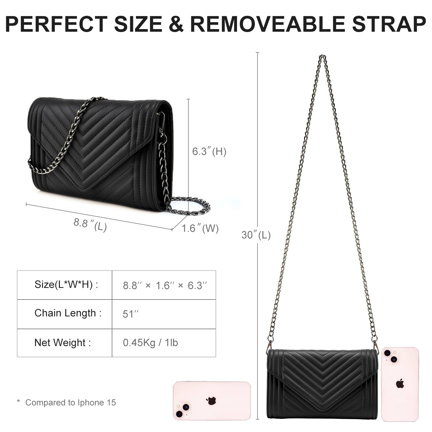 Small Leather Crossbody Bag for Women Clutch Purse Cross Body Purse Shoulder Bags with Chain Strap Quilted Purses