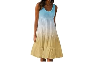 SEAOPEN Sundress for Women 2024 Summer Sleeveless Tank Dresses Casual Tiered Trendy Sundress Loose Swing Midi Dresses