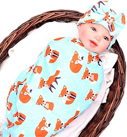 Baby Sleep Swaddle Blanket Large and Bow hat Set Ananas Fox Flower Elephant Print Swaddle Blanket 47 inch X 47 inch