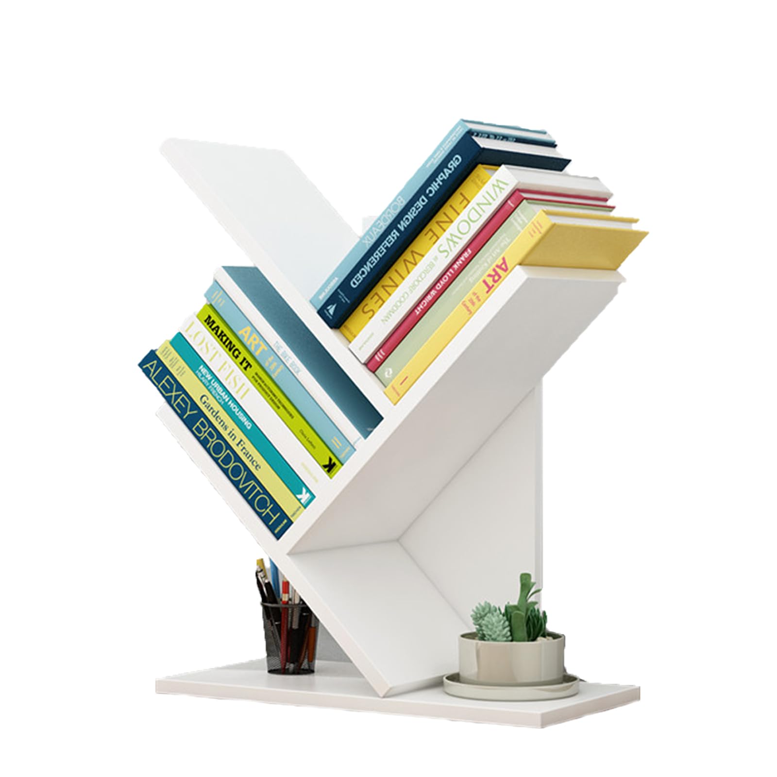 GAESHOW Tree Bookshelf, Modern Wood Book Storage Rack, Floor Standing Bookcase Freestanding Book Shelf for Living Room, Home Office