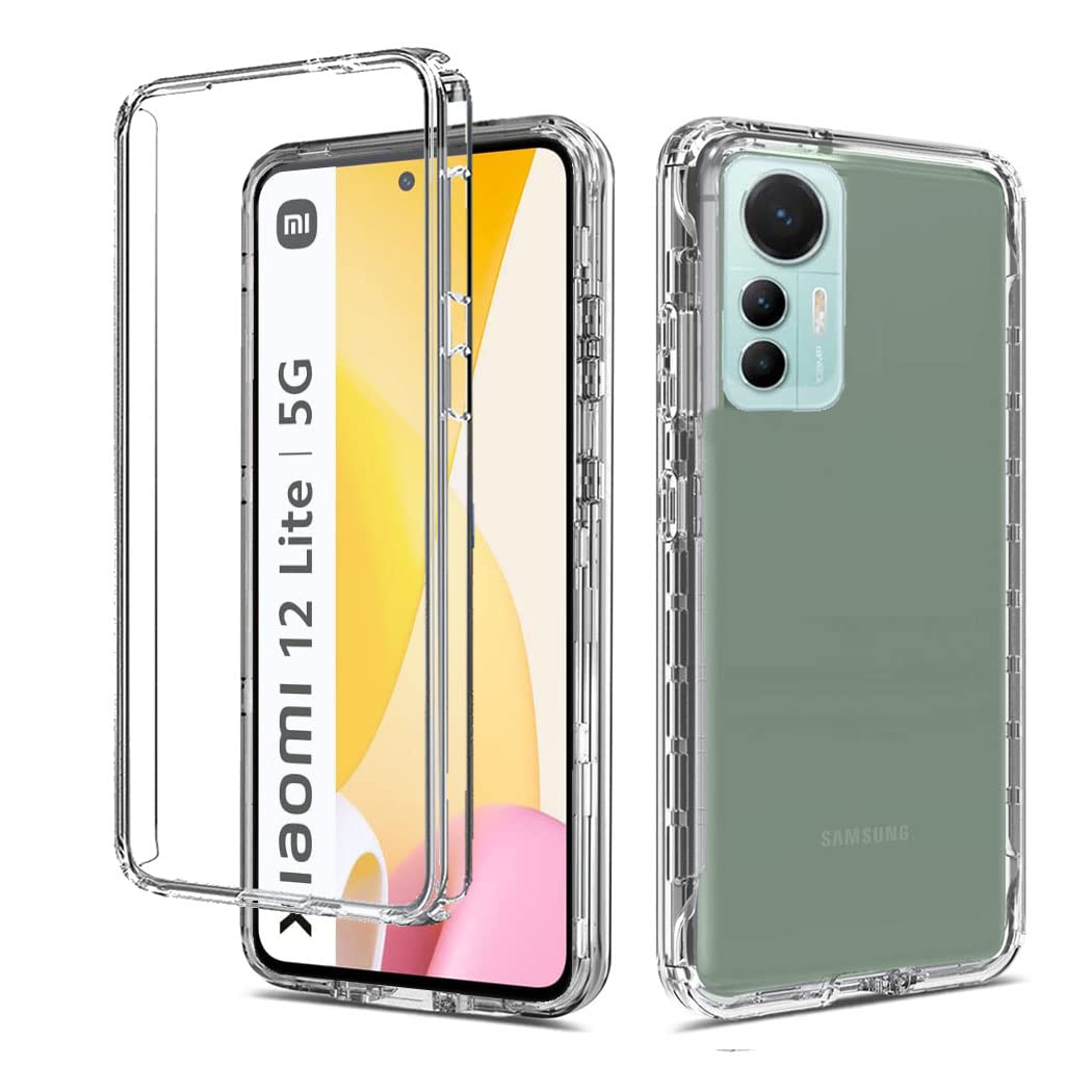 GAPlus Xiaomi 12 Lite 5G Front and Back Case [Built in Screen Protector] Transparent Clear Fully Protection PC Hard Soft Slim Thin Cover Bumper Shockproof For Xiaomi 12 Lite 5G