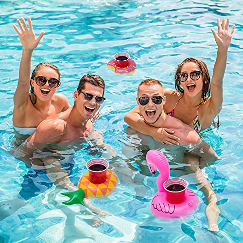 Rainbow Kingdom Inflatable Drink Holders, 9 Packs Inflatable Cup Coasters Drink Floats Floating Drink Holder Bath Toys for Kids and Swimming Pool Party