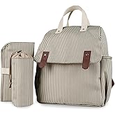 SONARIN Versatile Diaper Bag Backpack Shoulder Tote Bag Nappy Changing Bag Mummy Bag with Changing Pad & Insulated Bottle Bag(Khaki)