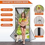 WENFENG Magnetic Screen Door, Heavy Duty Mesh Curtain with Full Frame Velcro Fits Door Size Up to 34 x 82 inch Max - Black