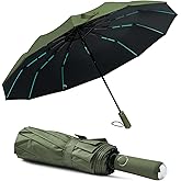 Lantusire Large Double-Ribs Umbrella Automatic Folding Umbrella for Women Men, Travel, UPF 50+ UV Protection