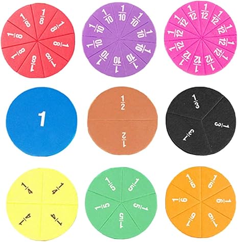 Amazon Sharprepublic 分数 おもちゃ 分数パズル 円 分数カード 数学 分数ボード 子供 算数教材 数計算ゲーム 9色セット すうじ 図形 計算 ホビー