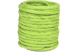ALLWSLUCKY 15Yard Raffia Paper Ribbon, 4mm Paper String Colorful Twisted Paper Craft Rope Wrapping Ribbon for DIY Making Flower Basket, Gift Wrapping,Party Decor (Green)