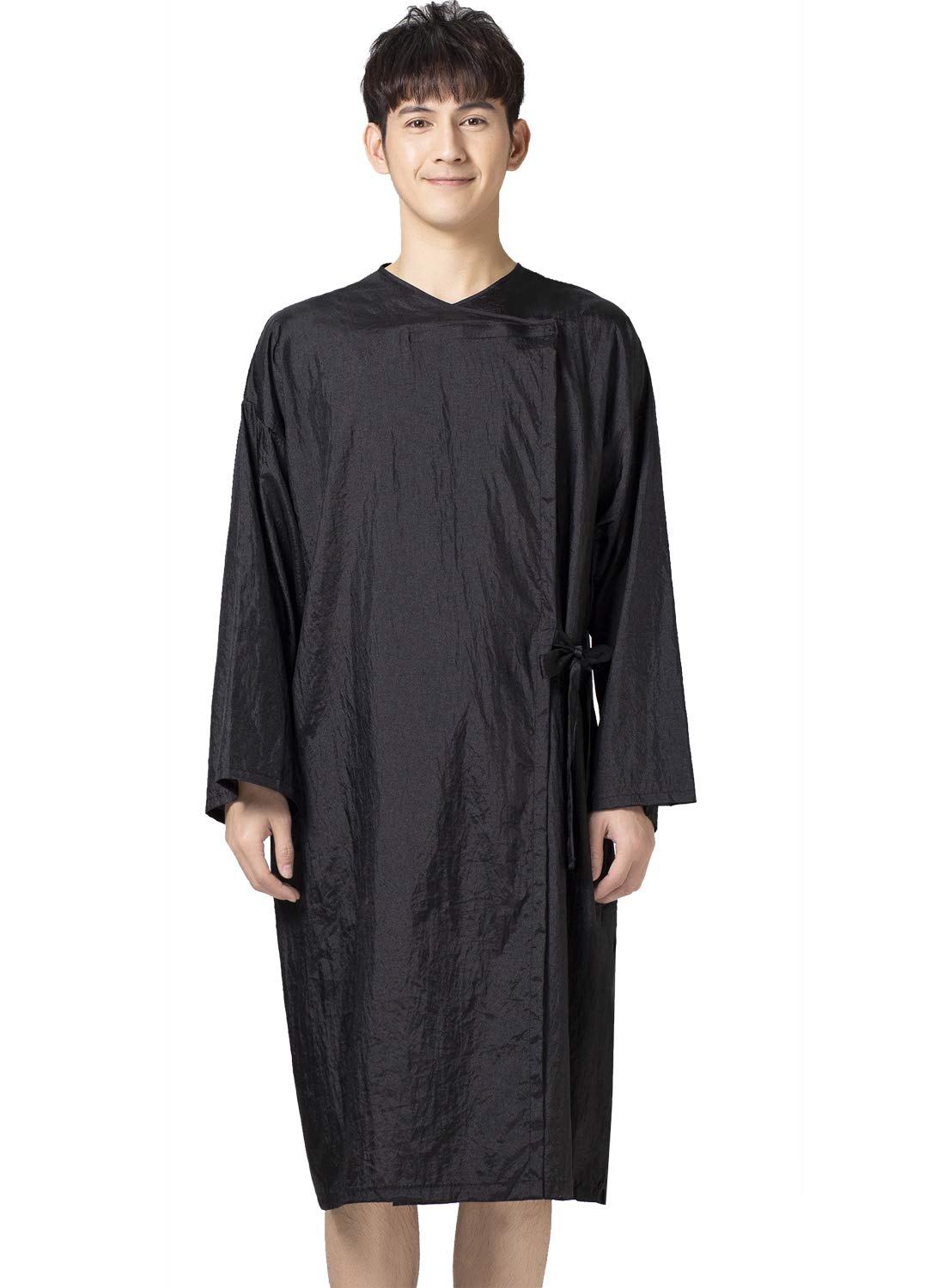 Colorfulife Salon Client Gown Robe Crepe Large Smock Kimono Hairdressing Cape Dress Beauty SPA Hotel Barber Guest Clothes Night-gown Wrap (Black)