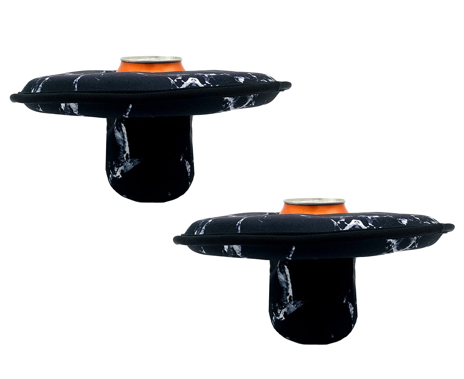 KOSTOO Large Size Neoprene Floating Drink Holder Floating Coaster Pool Drink Holder for Pool Party Water Fun, Fits to Skinny Cans/Bottles and Wide Mouth Cans/Bottles, 2 Pcs (Black)