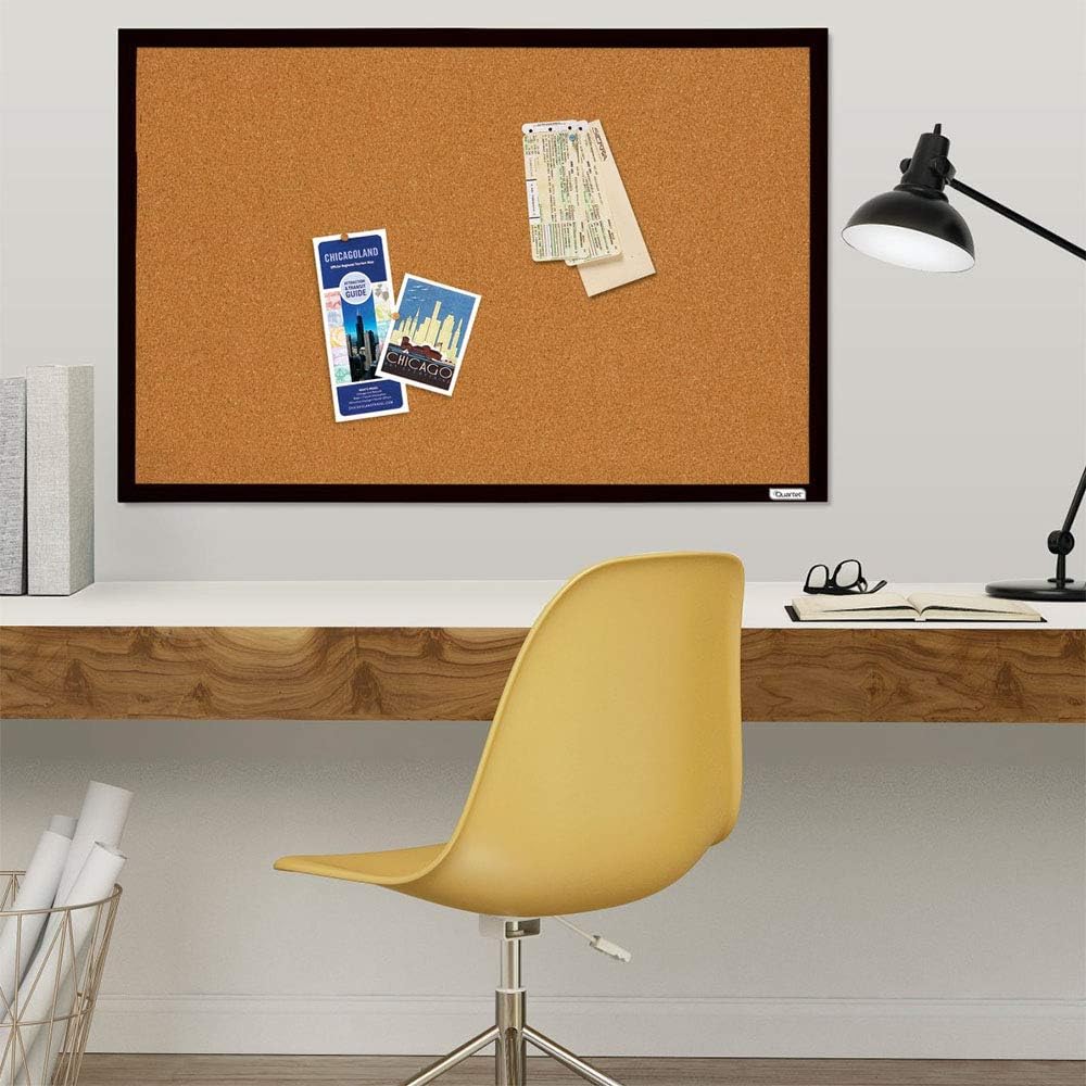 Quartet Cork Board Bulletin Board, 2' x 3' Framed Corkboard, Black Frame, Decorative Hanging Pin Board, Perfect for Home Office Decor, Home School Message Board or Vision Board (MWDB2436-BK) : Office Products